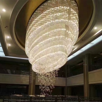 Custom Crystal Chandelier with Bubble Tassels for Hotel Engineering