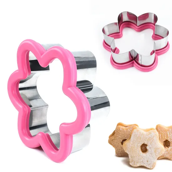 Customizable 430 Stainless Steel Flower-Shaped Cookie Cutters with Scalloped Edges
