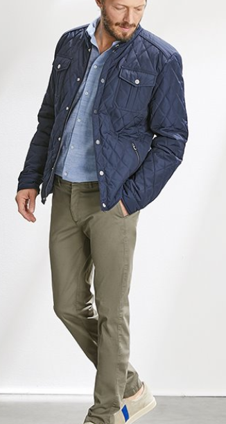 water repellent MEN'S QUILTED JACKET - navy