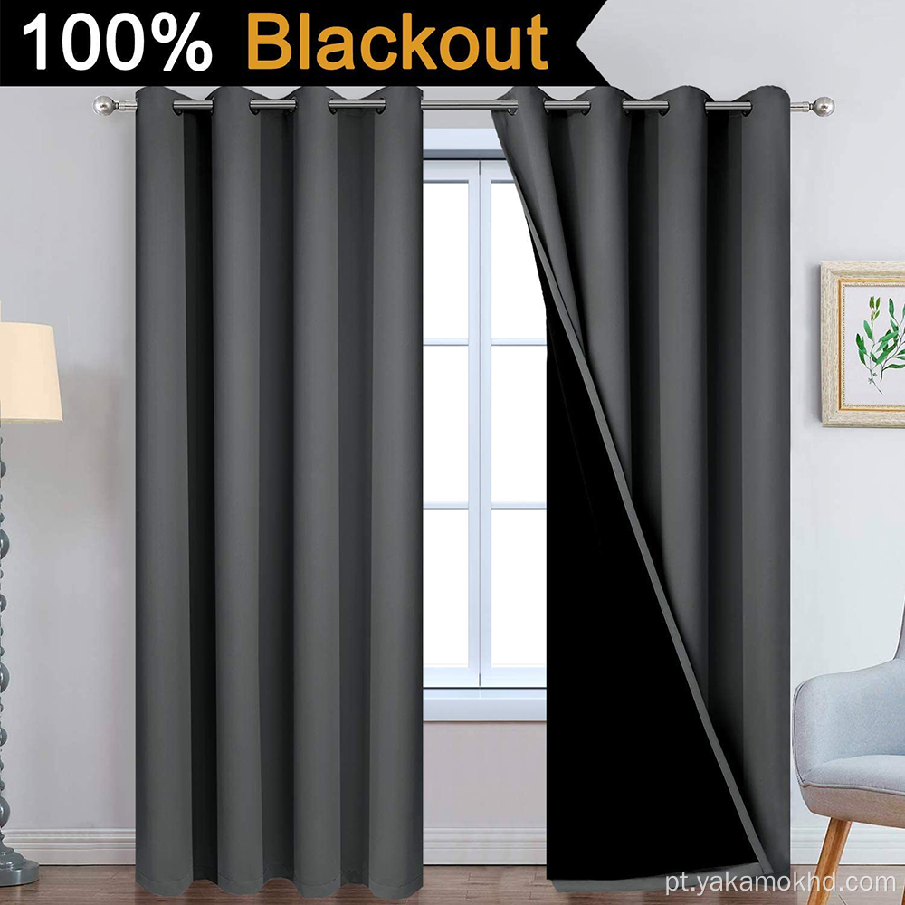 Cortinas 100% blackout cinza escuro