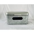 Galvanized metal open lid bread box