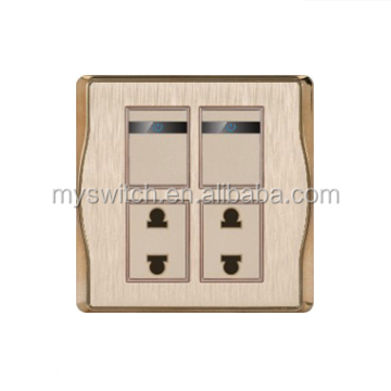 Factory Direct Wholesale Customized Aluminum Steel PC Panel 2 Gang 2 Way Switch Socket for Pakistan