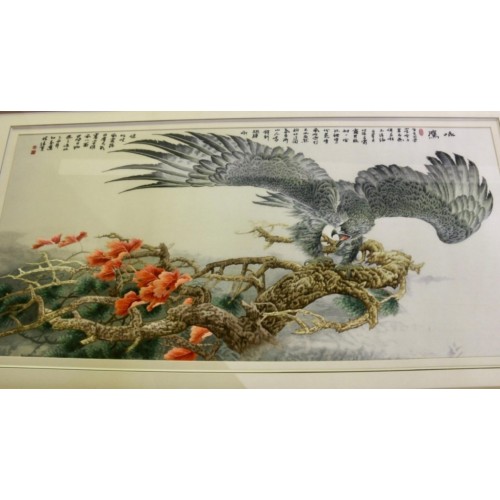 Ilustraciones de seda del águila bordada Shu