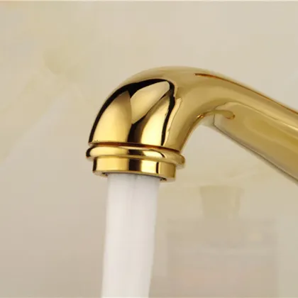 Gold Basin Taps: Unique Design Marble Stone Brass Jade Retro Bathroom Faucets with Crystal