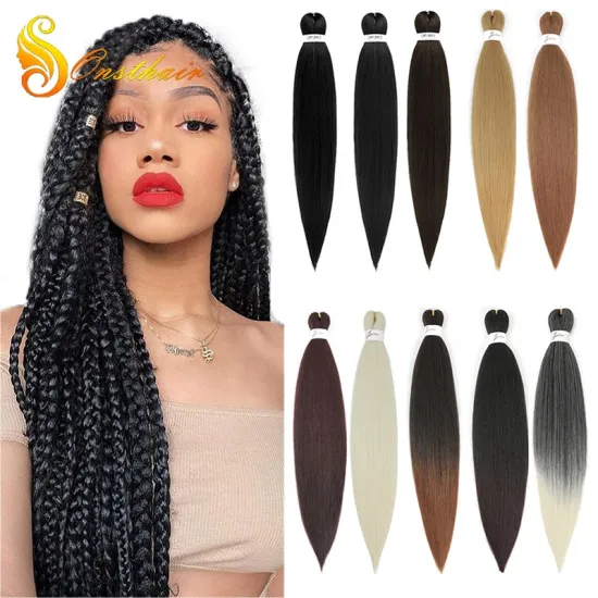Pre Stretched Braiding Hair Extensions Easy Crochet Braid Hair Bundle Yaki Straight Ombre Soku Synthetic Jumbo Box Braids >=60%