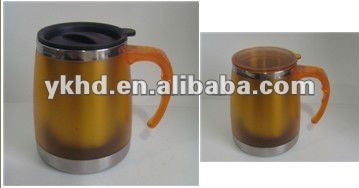 double wall plastic coffee cups mugs with lids and handles
