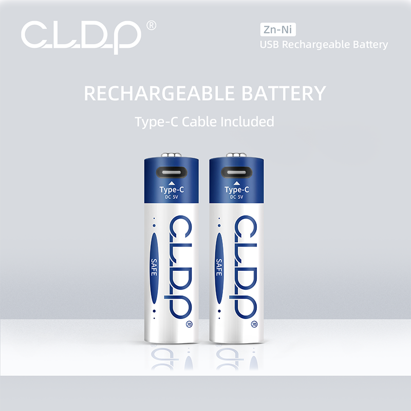 2pack CLDP Zn-Ni 1.6V 2000mWh USB AA rechargeable battery