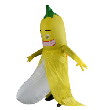 Gelbes Lächeln Banane aufblasbares Cosplay -Kostüm für Partyspaß