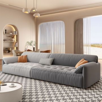 Angin krim minimalis kain lurus sofa