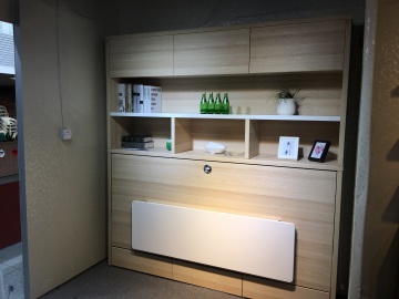Folding wall murphy bed with bookshelf