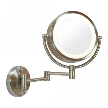 Nickel brush double side wall mirror with light