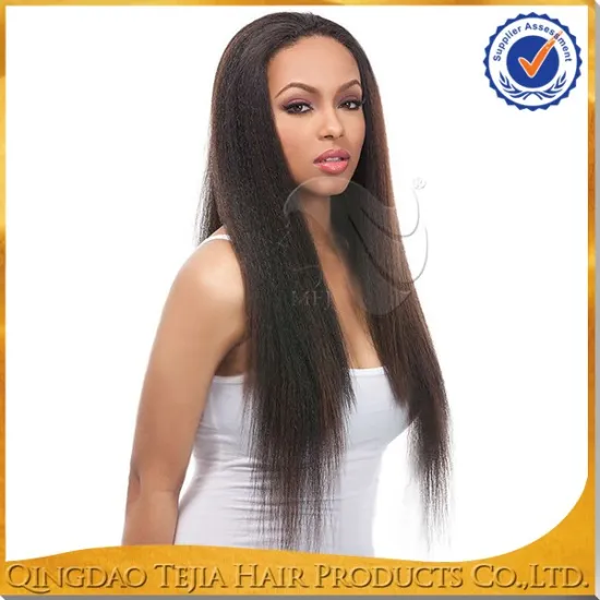 Hot selling natural hairline virgin brazilian yaki straight full lace glueless wig