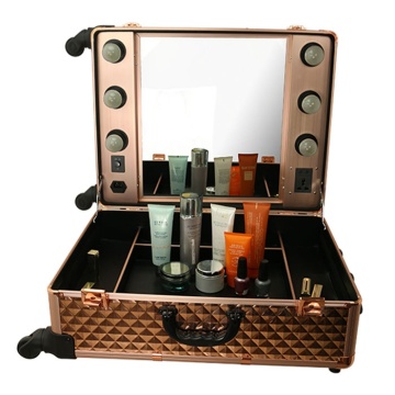 Professional makeup station in rose gold color for designer