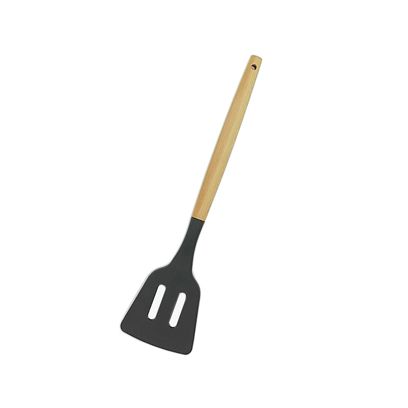 Wooden handle silicone spatula set