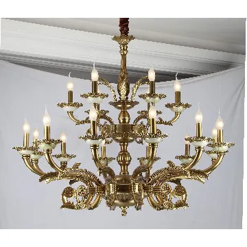 Large Copper Chandelier Hanging Light with Marble Decoration Lamp