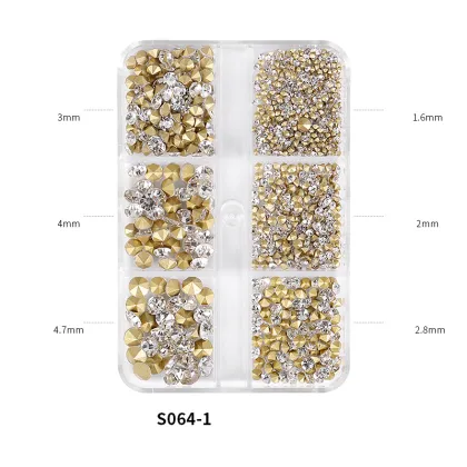 Hot Sale Nail Rhinestones Kit - 6 Sizes 3D Diamond Rhinestones for DIY Nail Art & Salon Beauty