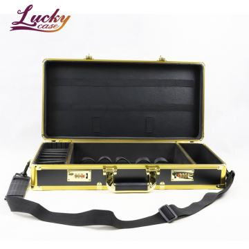 Gold Matte Aluminum Hair Stylist Case with Combination Locks, Large Capacity, Waterproof Travel Organizer