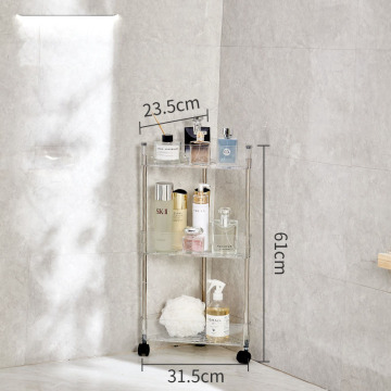 Bathroom Removable Three-Layer Storage Rack with Wheels
