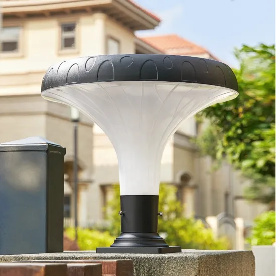 Solar Powered Fence Light White Round Mushroom Shape for Outdoor Yard