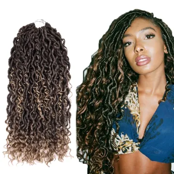 20inches Goddess Faux Locs Passion Twist Braids Hair Long Curly Ombre Brown Crochet Braiding Hair Synthetic Hair Extensions