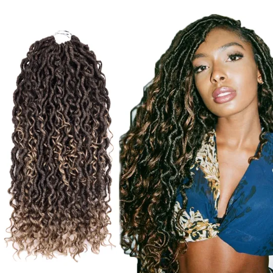 20inches Goddess Faux Locs Passion Twist Braids Hair Long Curly Ombre Brown Crochet Braiding Hair Synthetic Hair Extensions