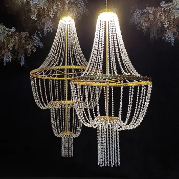 Stunning Wrought Iron Crystal Ceiling Lighting: Elevating Your Wedding Stage Décor with Luminous Air Pendants