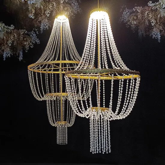 Stunning Wrought Iron Crystal Ceiling Lighting: Elevating Your Wedding Stage Décor with Luminous Air Pendants
