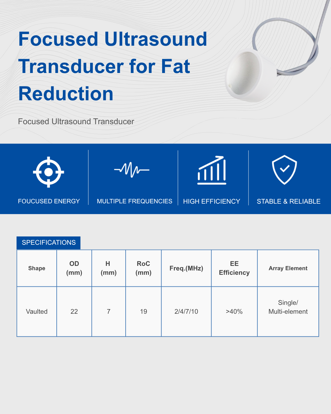 Focused Ultrasound Transducer for Fat Reduction