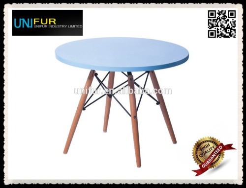 Replica colorful round MDF children table with wooden legs
