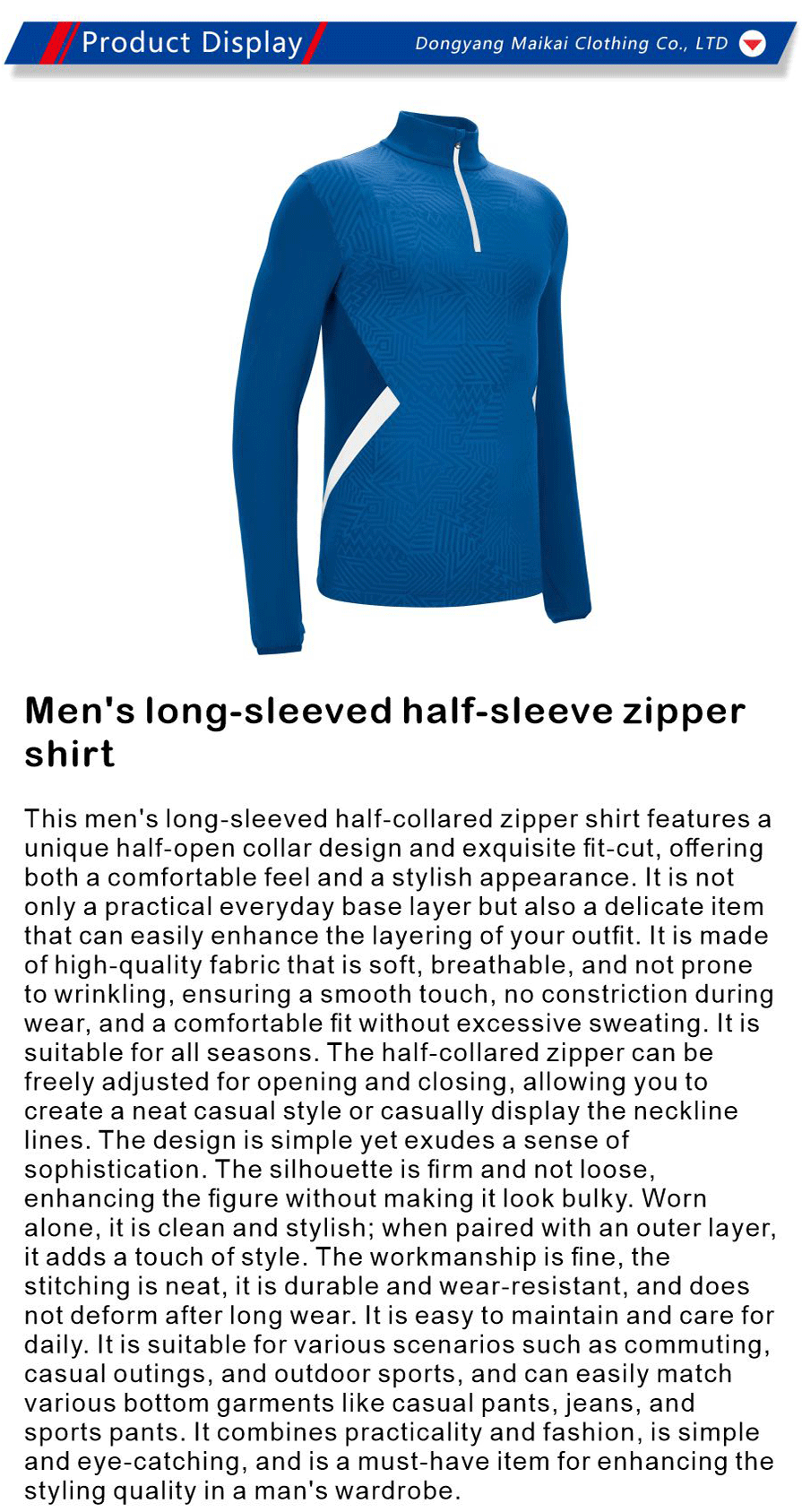 long sleeve half zip men s top