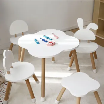 Hot Sale: Wood Preschool Daycare Nursery Furniture Set including Kids Study Table, Chairs, and Dining Set for Toddlers and Kids