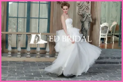 CE1477 Wholesale Cheap A-Line Strapless Puffy Chinese Wedding Dress 2015