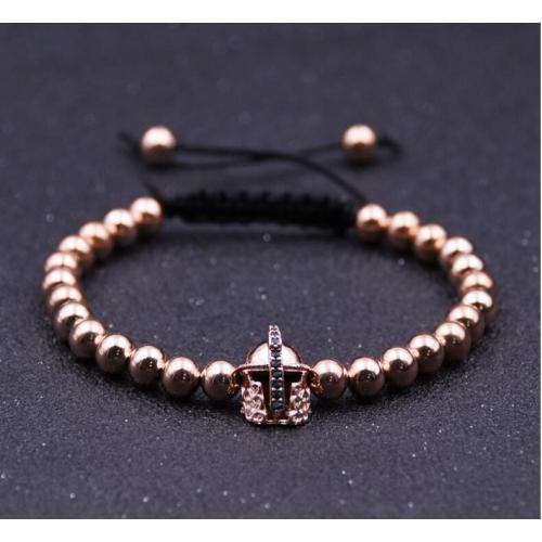 Black Knight Helmet Hollow Copper Bracelet With 6MM Round Beads