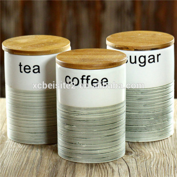 QWZ1001 House Hold Ceramic Canister Tea Coffee Sugar Set Lid Cercamic Seal Pot Storage Can