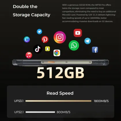 Newest Oukitel WP30 Pro 5G, 12GB+512GB, IP68/IP69K, 6.78 inch + 1.8 inch, MediaTek Dimensity 8050 Octa-core 3.0GHz Smart Phone
