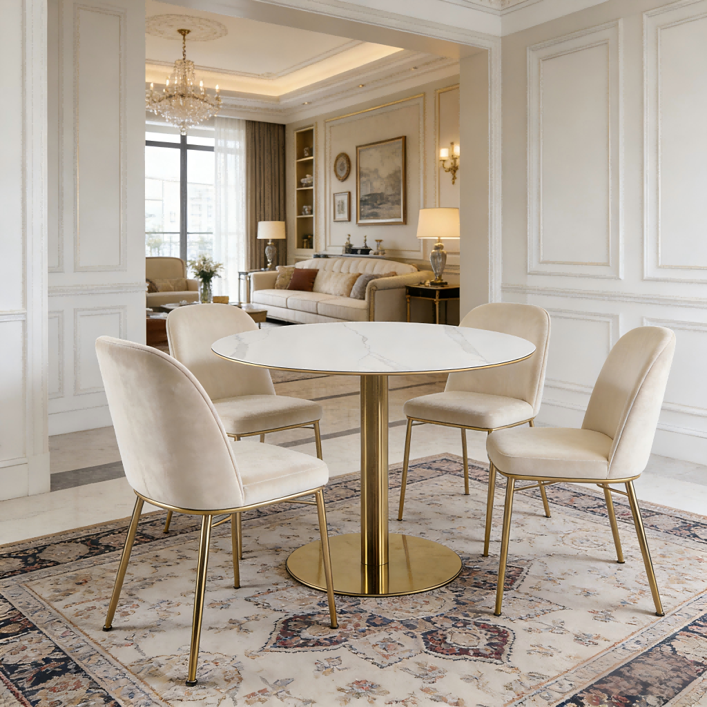 BR-25RDT01-G2 sintered stone top dining table 5