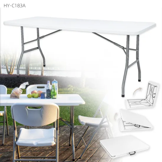 6 Feet Long Folding Banquet BBQ Table with Lightweight Plastic Legs for Camping and Hotels