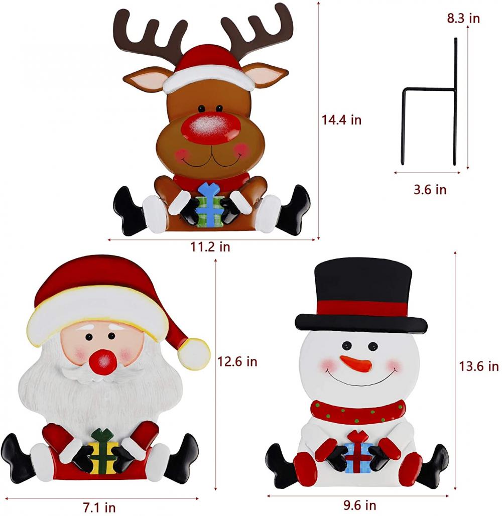 Dekoration im Freien von Schneemann, Weihnachtsmann, Rentier