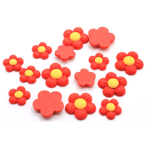 Two Size Red Sunflower Resin Decoration Craft Charms DIY Home Hair Clips Art Decor  Christmas Party Ornament