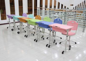 Plastic Adjustable School Bench Desk