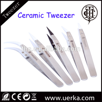 THC Supply Heat Resistant Non-conductive Ceramic Tweezers Blunt Rounded/Tips/Curved head