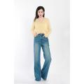 Celana jeans leg lebar biru muda