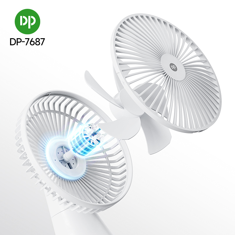 Rotatable Brushless Rechargeable Mini Desk Fan LED light