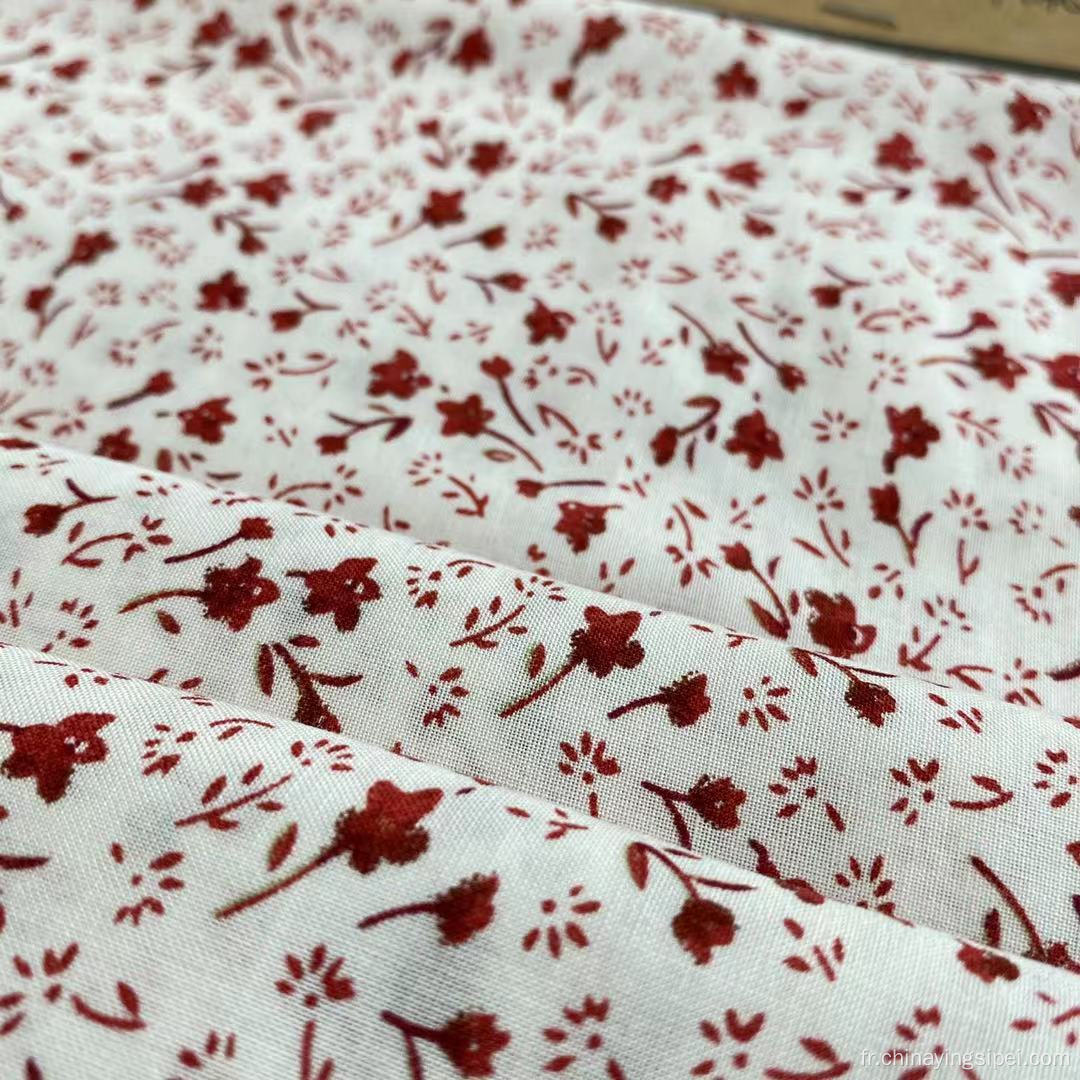 45S Dernier motif fleur fleur imprimé à 100% Viscose tissu