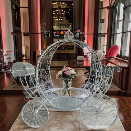 Royal Pumpkin Themed Customizable Large White Cinderella Carriage Horse Cart for Weddings and Parties