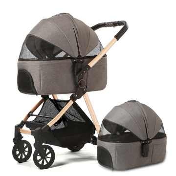 Rolling Rolling 4 Wheels Mesh Pet Dog Cage Trolley Carrier untuk Anjing Kecil