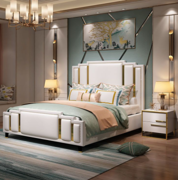 Modern minimalistisch licht luxe lederen bed voor hoofdslaapkamer