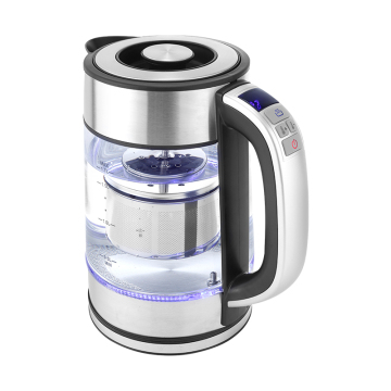 JEWIN 360° Cordless Jug Kettle with 304 Stainless Steel, Digital Display, Glass Body, Tea Basket & 2L Capacity: High-Quality Kitchen Appliance