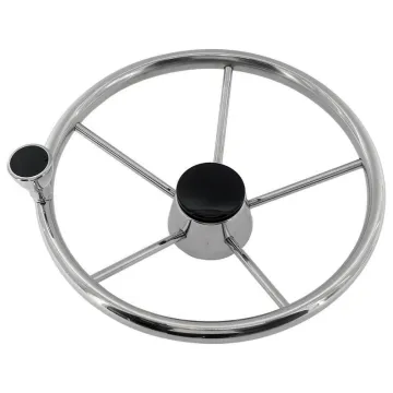 Marine 5-Spoke Destroyer Style Stainless Boat Steering Wheel with Knob