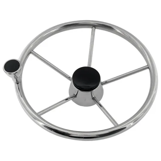 Marine 5-Spoke Destroyer Style Stainless Boat Steering Wheel with Knob